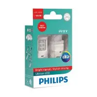 Сигнальная лампа PHILIPS Ultinon LED-Red W21W 12V 2.7W WX3x16d, набор 2шт