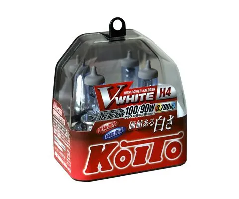 Лампа головного света KOITO Vwhite H4 12V 60/55W (100/90W) P43t, набор 2шт
