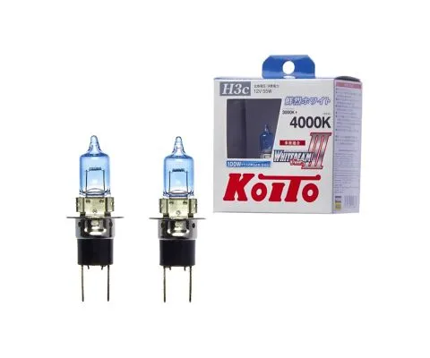 Лампа головного света KOITO Whitebeam III H3c 12V 55W (100W) P22d/5, набор 2шт