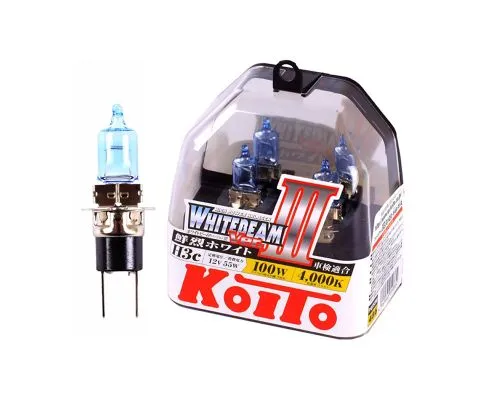 Лампа головного света KOITO Whitebeam III H3c 12V 55W (100W) P22d/5, набор 2шт