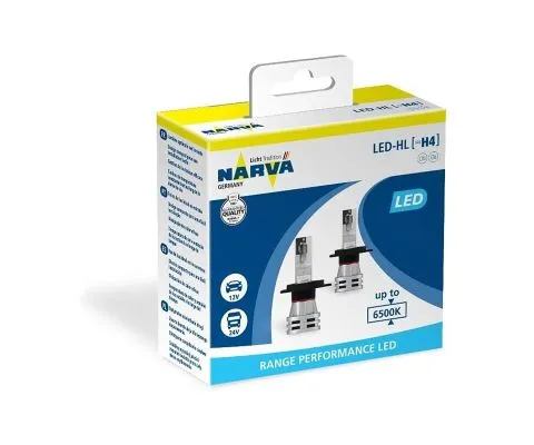 Лампа головного света NARVA Range Performance LED H4 12/24V 24W P43t-38, набор 2шт