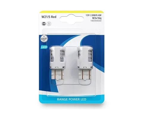 Сигнальная лампа NARVA Range Power LED W21/5W Red 12V 2.8/0.4W W3x16q, набор 2шт