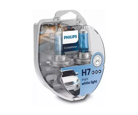 Лампа головного света PHILIPS CrystalVision H7 12V 55W PX26d, набор 2+2шт