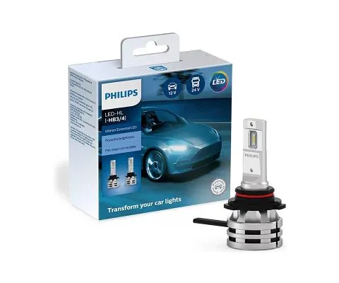 Лампа головного света PHILIPS Ultinon Essential LED HB3/HB4 12/24V 24W P22d/P20d, набор 2шт