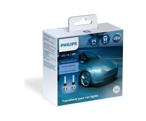 Лампа головного света PHILIPS Ultinon Essential LED H1 12/24V 19W P14.5s, набор 2шт