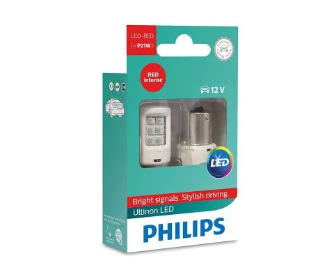 Сигнальная лампа PHILIPS Ultinon LED P21W 12V 2.7W BA15s, набор 2шт