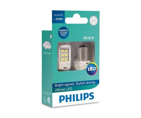Сигнальная лампа PHILIPS Ultinon LED P21W 12/24V 1.95W BA15s, набор 2шт