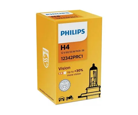Лампа головного света PHILIPS Vision H4 12V 60/55W P43t-38, 1шт