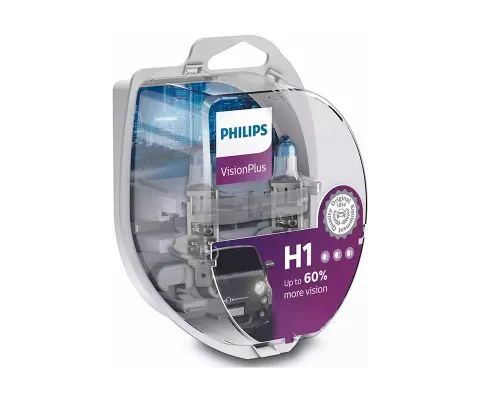 Лампа головного света PHILIPS VisionPlus H1 12V 55W P14.5s, набор 2шт