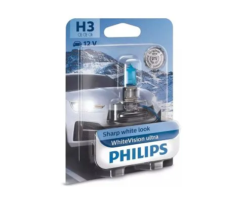 Лампа головного света PHILIPS WhiteVision Ultra H3 12V 55W PK22s, 1шт