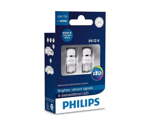 Сигнальная лампа PHILIPS X-tremeUltinon LED W5W 12V 1W W2.1x9.5d, набор 2шт
