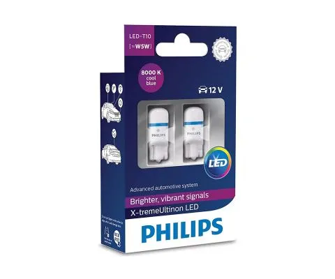 Сигнальная лампа PHILIPS X-tremeUltinon LED W5W 12V 1W W2.1x9.5d, набор 2шт