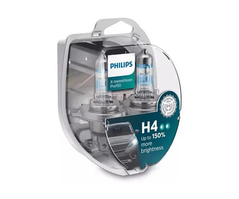 Лампа головного света PHILIPS X-tremeVision Pro150 H4 12V 60/55W P43t-38, набор 2шт