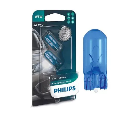 Сигнальная лампа PHILIPS X-tremeVision Pro150 W5W 12V 5W W2.1x9.5d, набор 2шт