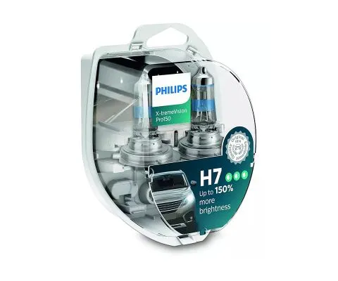 Лампа головного света PHILIPS X-tremeVision Pro150 H7 12V 55W PX26d, набор 2шт