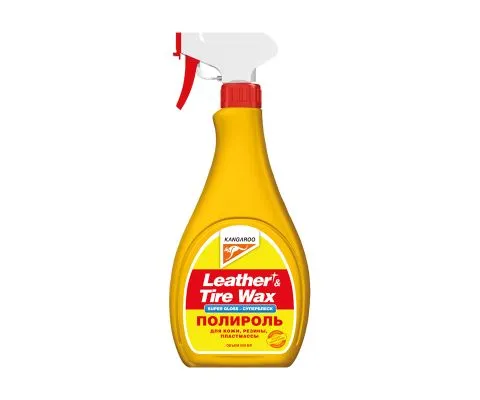 Полироль для кожи, резины, пластмассы KANGAROO Leather & Tire Wax Super Gloss, 500мл