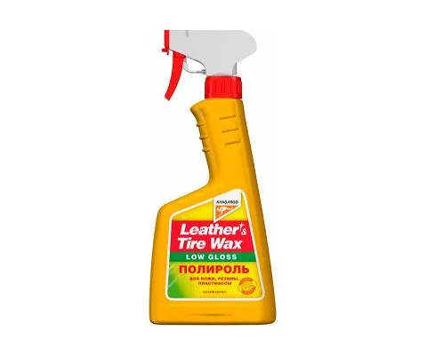 Полироль для кожи, резины, пластмассы KANGAROO Leather & Tire Wax Low Gloss, 500мл