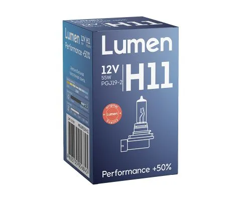 Лампа головного света LUMEN Performance +50% H11 12V 55W PGJ19-2, 1шт