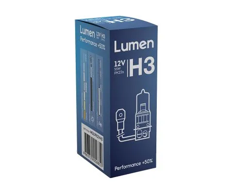 Лампа головного света LUMEN Performance +50% H3 12V 55W PK22s, 1шт