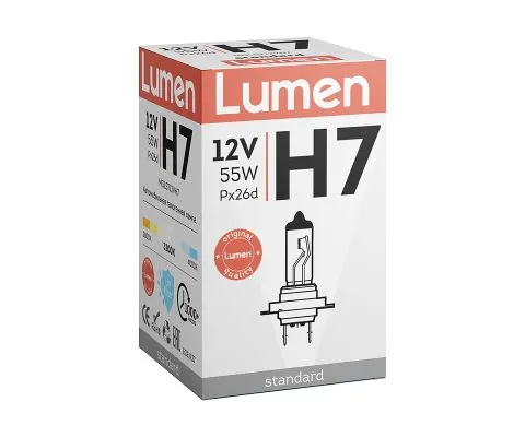 Лампа головного света LUMEN Standard H7 12V 55W PX26d, 1шт