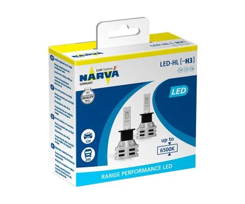 Лампа головного света NARVA Range Performance LED H3 12/24V 19W PK22s, набор 2шт