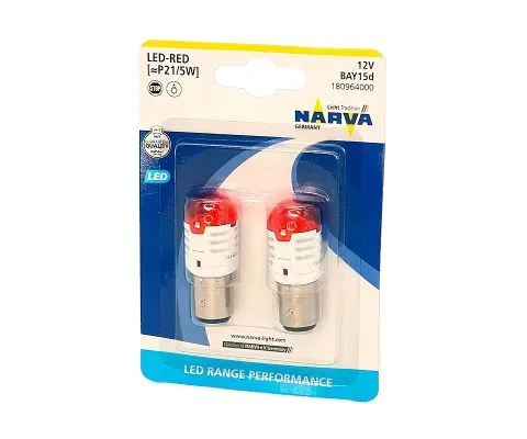 Сигнальная лампа NARVA Range Performance LED P21/5W 12V 2.8/0.4W BAY15d, набор 2шт