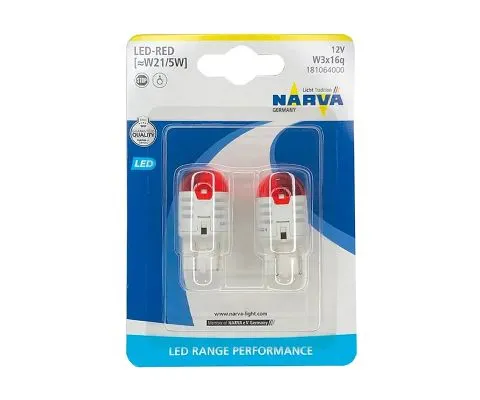 Сигнальная лампа NARVA Range Performance LED W21/5W 12V 2.8/0.4W W3x16q, набор 2шт
