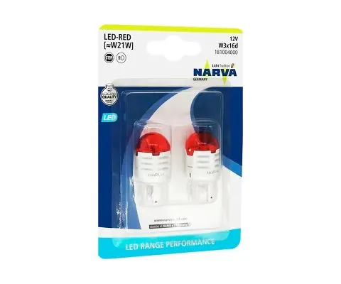 Сигнальная лампа NARVA Range Performance LED W21W 12V 2.8W W3x16d, набор 2шт