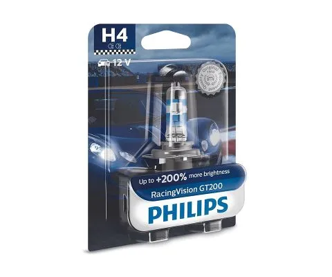 Лампа головного света PHILIPS RacingVision GT200 H4 12V 60/55W 12V P43t-38, 1шт